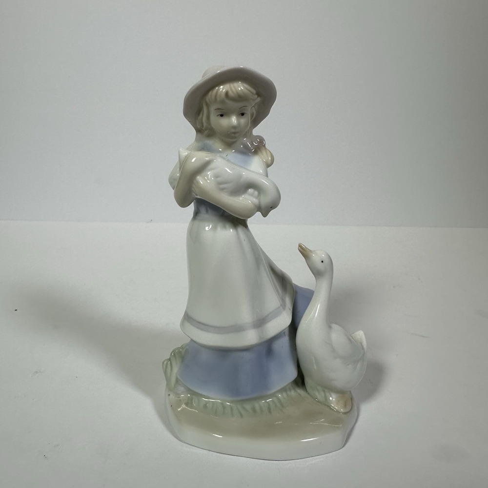 The Aspen Gallery Collection Girl With Geese Porcelain Figurine 7" Tall